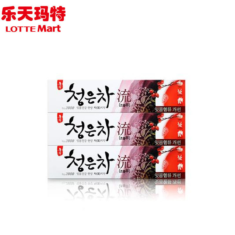乐天玛特2080清龈茶牙膏(流)125g*3 防牙龈出血清洁清新韩国正品