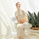 Bảy sợi Sen tươi cotton sọc nữ đồ ngủ dài áo choàng tắm áo choàng ngủ dịch vụ nhà quần áo - Night Robe đồ ngủ nam Night Robe