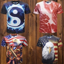 3D T shirt men 2018 summer clothes New European and American five flowers beef personality creative eagle head printing short half sleeve clothes