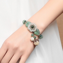 Pure ornament Dongling Jade Jade petal bracelet bracelet bracelet hipster literary green hand ornaments Bodhi students