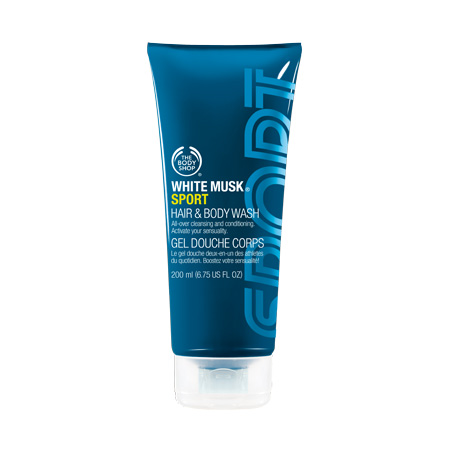 The Body shop美体小铺运动白麝香男士2合1洗发水身体沐浴露200ml