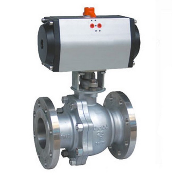 Q641F-16P pneumatic stainless steel flange ball valve 304 stainless steel pneumatic ball valve DN150 DN200