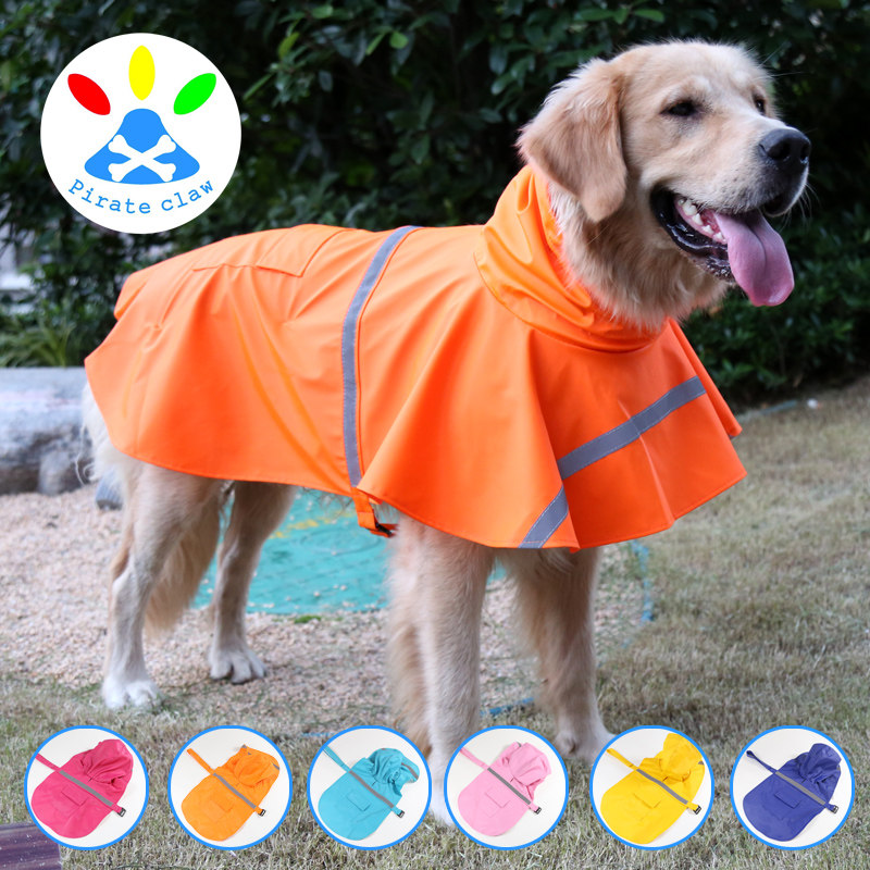 Dog clothes in large canine wool Labrador Hassero Mega Dog Raincoat Teddy Reflective Pet Raincoat-Taobao