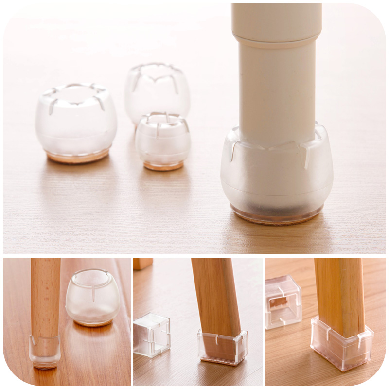 Non-slip anti-noise transparent table and chair foot cover Chair foot pad Rubber table leg cover Stool chair foot cover Wear-resistant mute