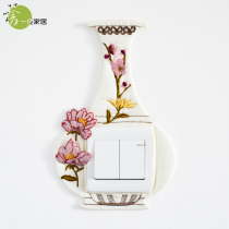 Creative handmade fabric switch protective cover Chinese style switch sticker socket cover (Fuguipingan)