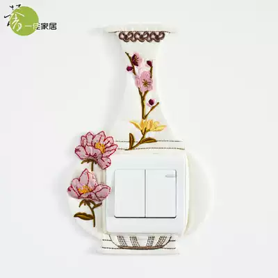 Creative handmade fabric switch protective cover Chinese switch patch socket cover (rich and safe)