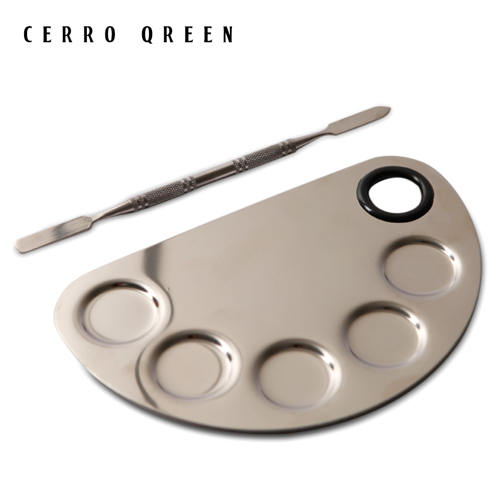 Cerro Qreen化妆师彩妆调色板调粉底液调水粉调色盘不锈钢含调刀