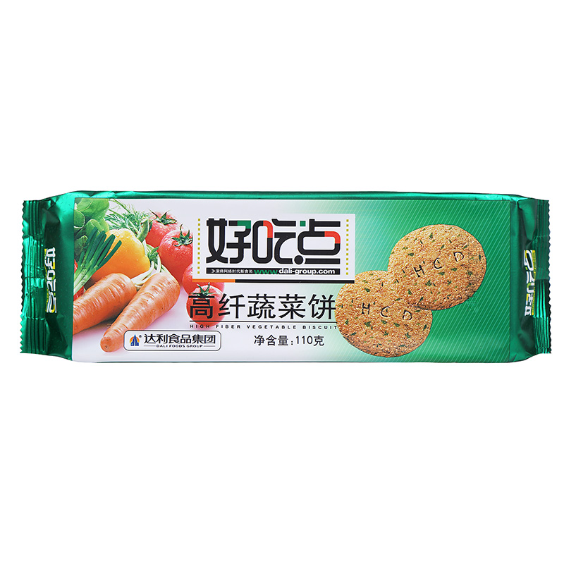 【天猫超市】好吃点 高纤蔬菜饼干 110g/包 休闲食品 果蔬饼干