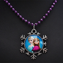 Frozen love gauze Princess necklace cartoon round glass snowflake purple pendant children pendant girl jewelry
