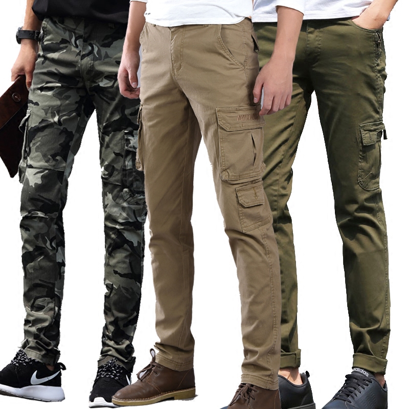 Autumn and Winter Men's Work Pants Casual Pants Stretch Slim-Fit Pants Work Trousers Sports Tapered Camouflage Pants