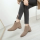 Booties của phụ nữ mùa thu và mùa đông da mới trần khởi động phẳng và mắt cá chân cộng với nhung Martin khởi động dày với chỉ phẳng với nữ khởi động boot cổ ngắn nữ Giày ống