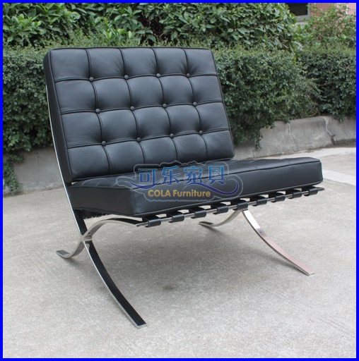CL3001 unit - imported black leather Barcelona chair single seat sofa