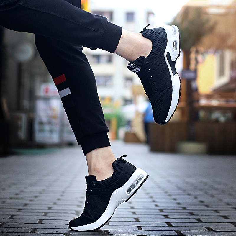 New casual breathable hollow mesh shoes students Korean version of the air cushion shock-absorbing sports shoes men's lightweight running shoes tide