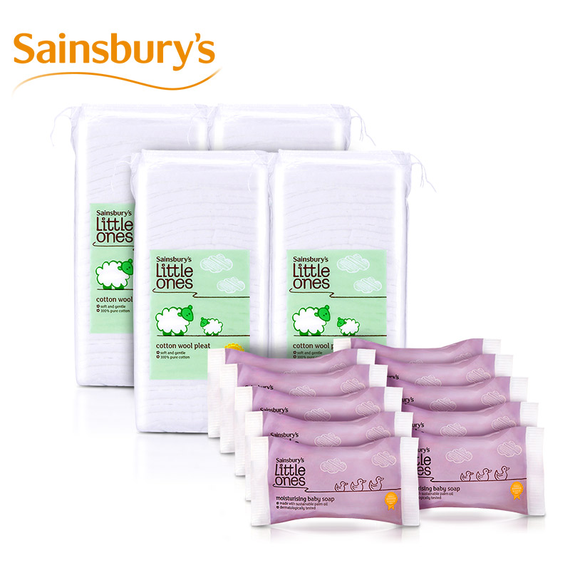英佰瑞 Sainsbury's婴儿沐浴香皂100g*10擦拭片200g*4沐浴套装 28
