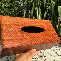 Mahogany tissue box Myanmar rosewood gold thread water wave tiger skin pattern red sandalwood paper box living room paper mortise and tenon joint