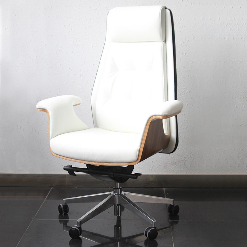 Luxury Genuine Leather Large Class Chair Home Office Chair Home chair Bull Leather Lift Swivel Chair White Fashion Eurostyle Home