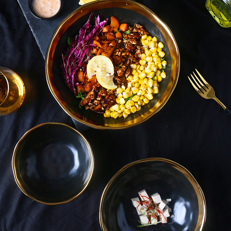 Ceramic bowl matte enrolled black up phnom penh creative rice bowls of household tableware rainbow such as bowl dish bowl of soup bowl of salad bowl move