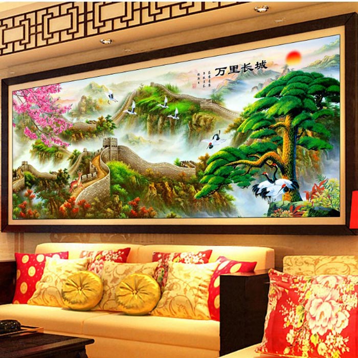Precise printing Great Wall cross stitch welcome pine new living room landscape landscape painting large living room 2 meters
