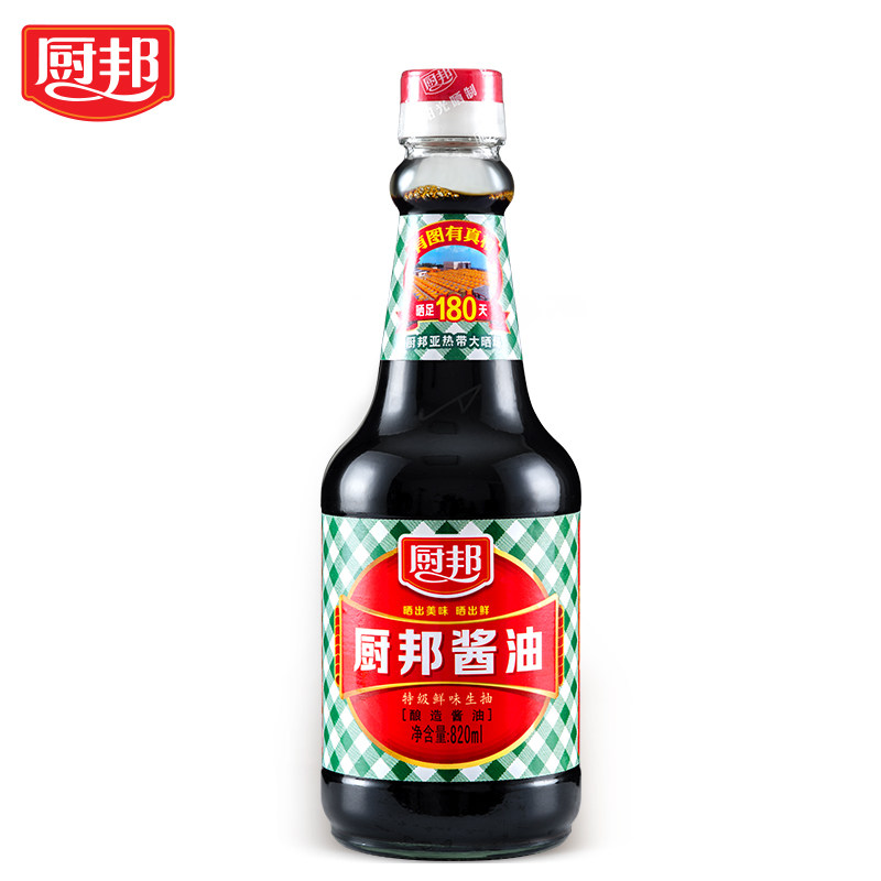天猫超市】厨邦酱油820ml天然鲜非转基因黄豆生抽调料酿造酱油