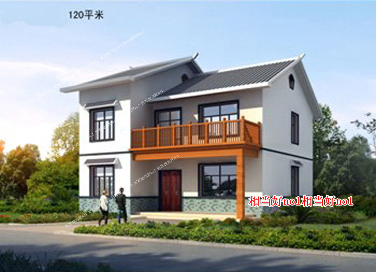 Simple and practical two-story rural self-built house design drawing two-story villa construction drawing 120 flat with water and electricity fw35