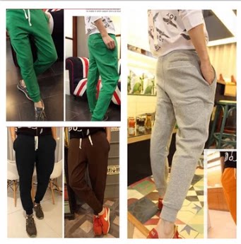 Autumn new men's fat large - yard men's casual pants and small foot pants Harlen pants pure cotton