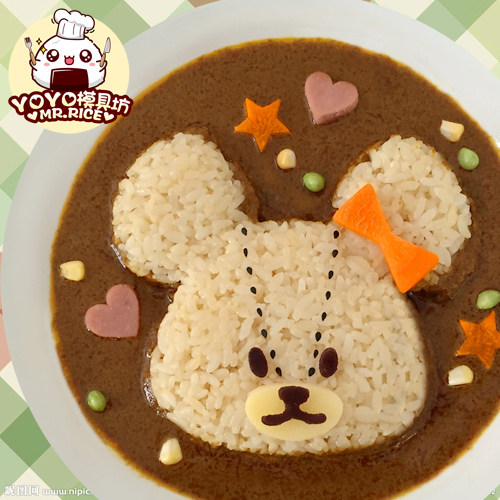 [USD 15.42] rice ball bear cute big ear bear mold rice rice ball mold ...