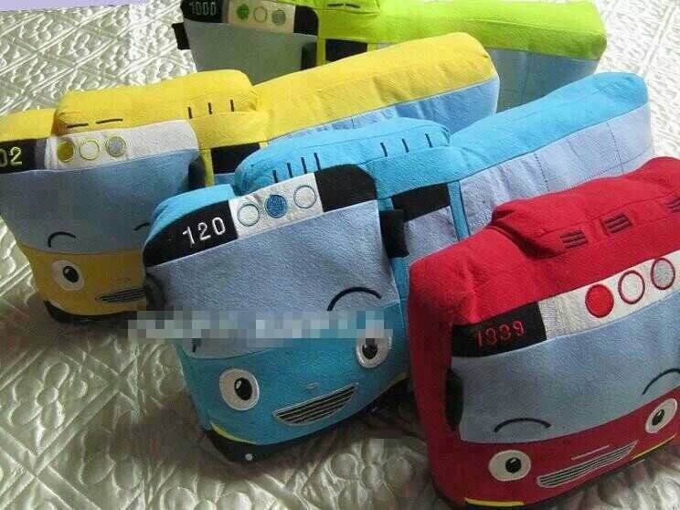Hàn Quốc nhập khẩu nguyên chất cotton crepe vải gối đệm thêu PP cotton hoạt hình ô tô đồ chơi trẻ em bốn màu - Trở lại đệm / Bolsters