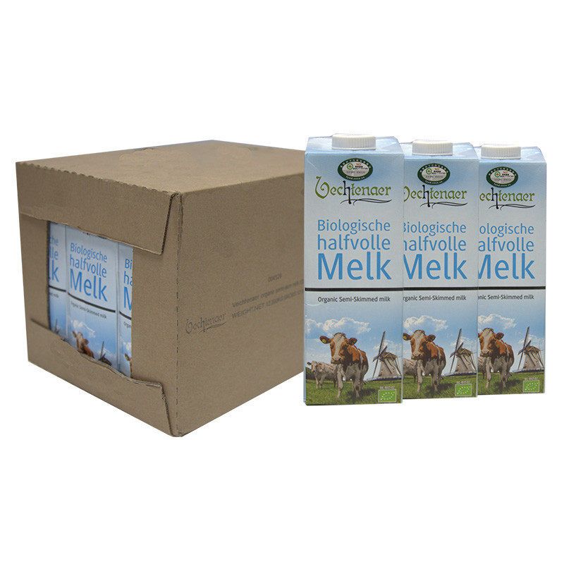 【苏宁自营】纯牧 有机部分脱脂牛奶1L*12盒 丹麦进口