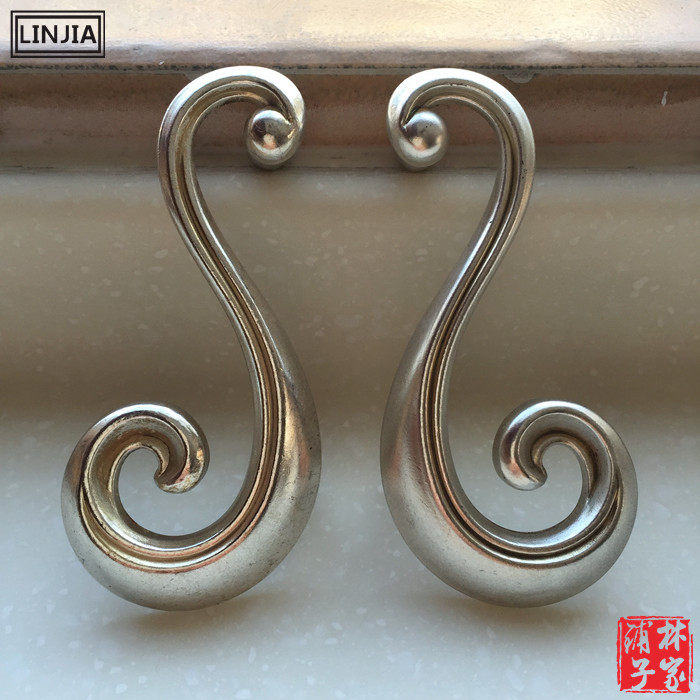 Ancient silver European-style antique wardrobe cabinet door drawers left and right paired handles minimalist furniture and garden handles 8917