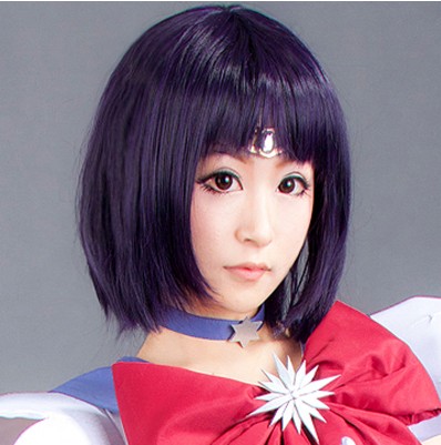 cosplay beauty less female warrior Sailor Saturn Saturn warrior earth cute black wig