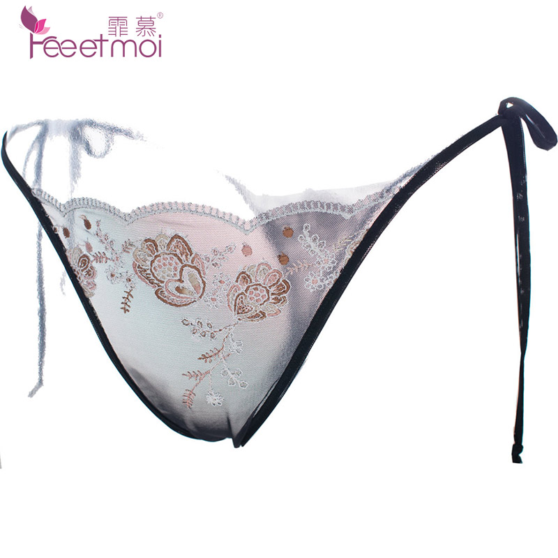霏慕蕾丝刺绣性感内裤丁字裤套装制服极度诱惑sm骚T裤情趣内衣XZ