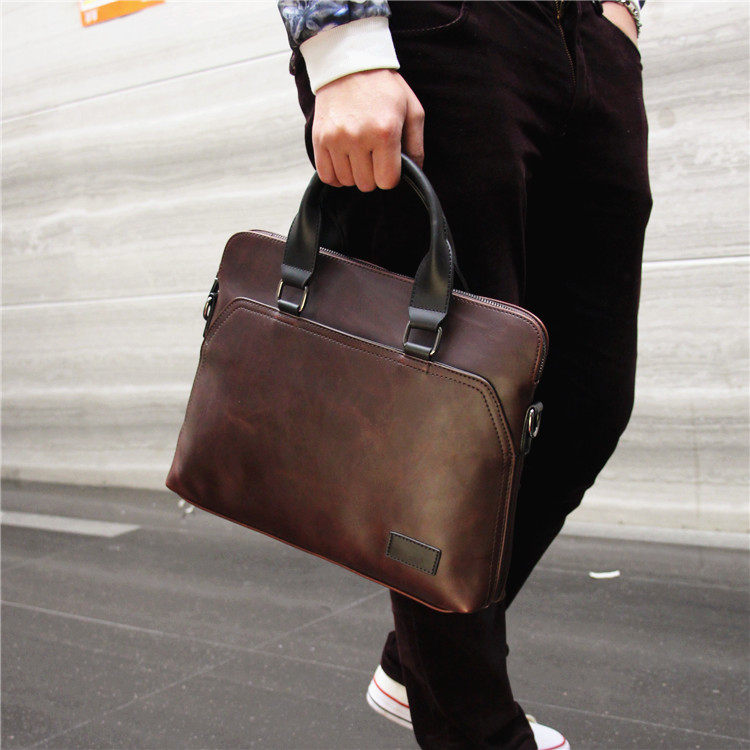 2022 new business handbag men's retro stereotyped briefcase horizontal men's shoulder messenger bag casual bag tide