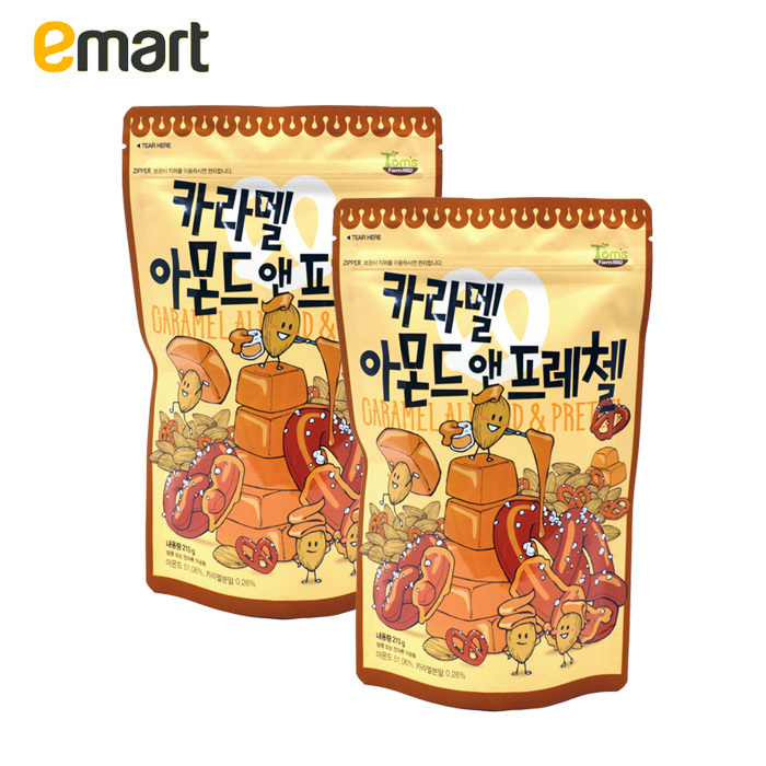 EMART易买得 韩国TomsFarm蜂蜜黄油杏仁焦糖味杏仁椒盐饼干210g*2