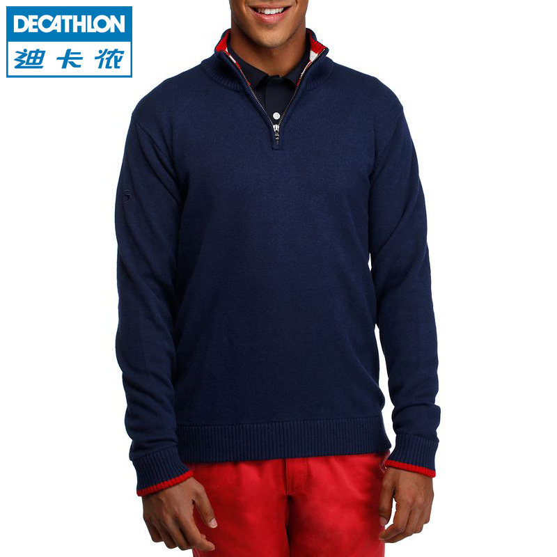 迪卡侬 秋冬保暖全棉半拉链立领商务休闲套头衫 针织衫 INESIS