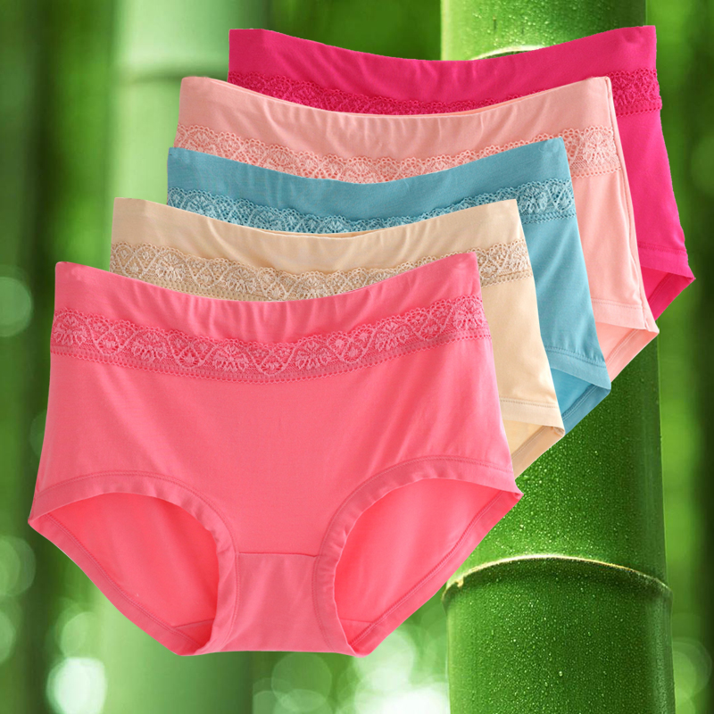 [USD 18.95] 5 loaded bamboo fiber waist underwear female cotton large