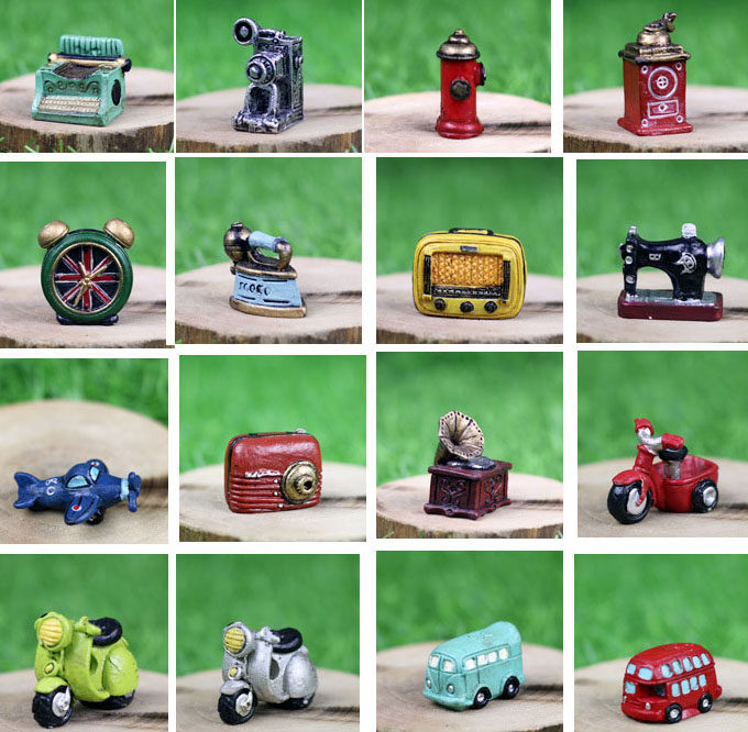 Creative zakka mini retro nostalgic life scene succulent plant micro landscape with resin craft decoration