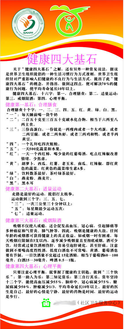 597办公装饰海报展板素材157卫生院X展架健康四大基石