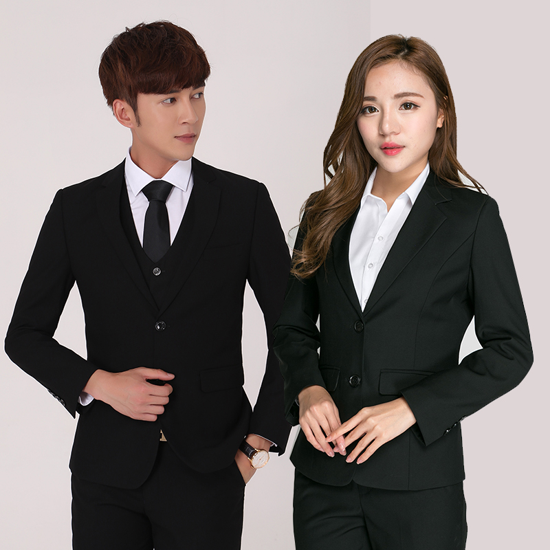 Men's Korean slim business casual Career formal work Black Navy blue Dark gray suit Suit suit