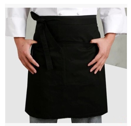 Half-Length Apron for Milk Tea Shop and Hot Pot Restaurant, Short Apron for Hotel and Restaurant Waiters, Black Half-Length Style