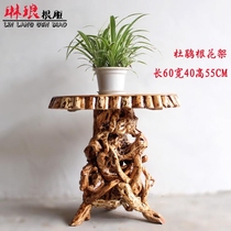 Azalea Root single-layer flower stand home living room decoration pastoral art small tea table shelf ornaments base boutique