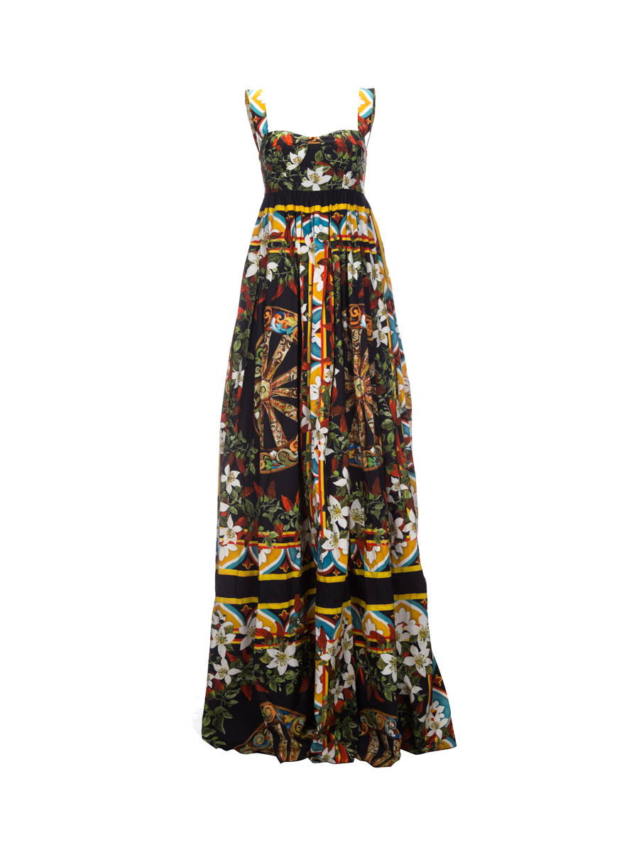Dolce&Gabbana 彩色海岛印花及踝连衣裙