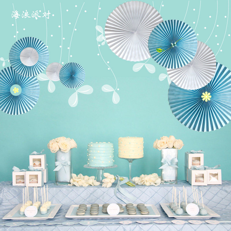 20CM paper fan flower festival ceiling fan Hanging decoration decoration Party supplies Festival supplies Wedding decoration Birthday supplies