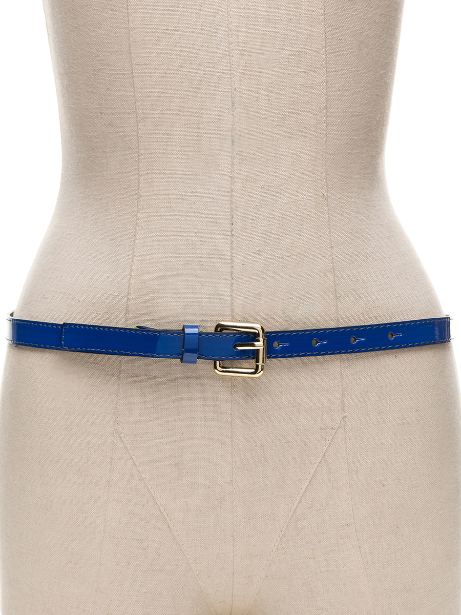 versace jeans 蓝色饰Logo字母装饰牛皮腰带