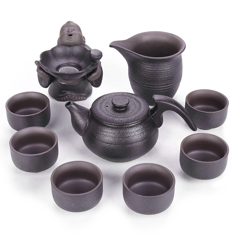 Kung fu tea set of black suit zen rhyme teapot tea cups tureen) Japanese the whole set of ceramic tea set