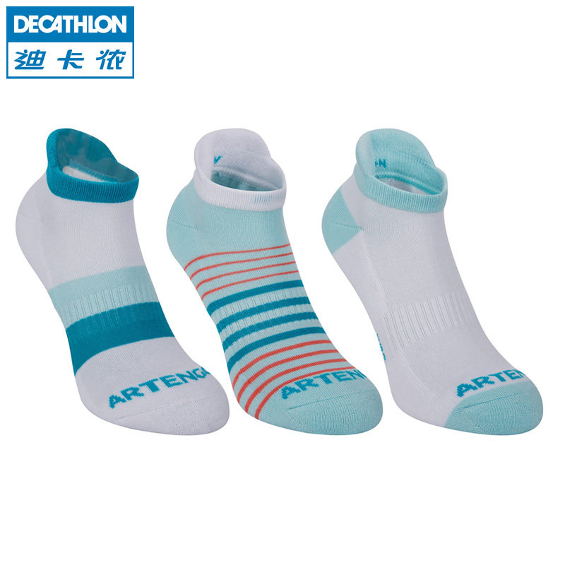 迪卡侬 运动袜/袜子男袜女儿童毛巾底隐形短袜船袜/3双装 ARTENGO