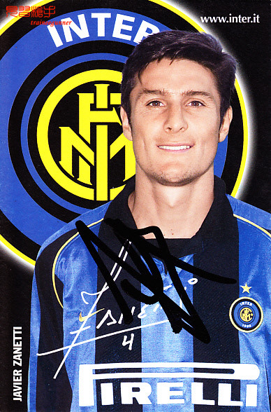 Sanetti International Milan 2001-02 season pro-pen signature official card (IP)