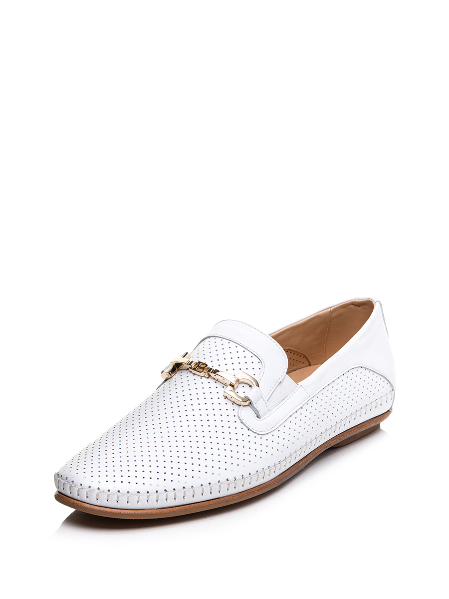 TRANOI 白色网面金属襻带饰乐福鞋