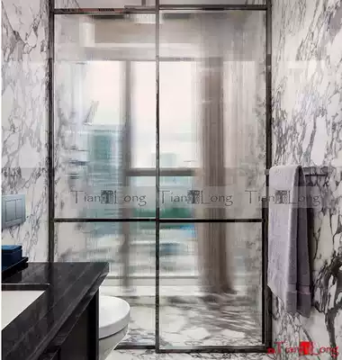 Spotlight-three-dimensional wave stripe embossed art glass transparent stripe pattern partition screen glass doors and windows