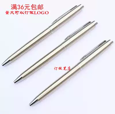 Full 750 full steel rod silver clip rotating oily ballpoint pen black blue red 0 7 water core 0 5 custom logo