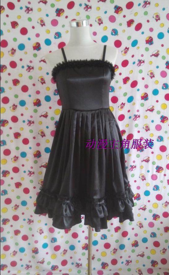 (Cartoon Protagonist Costume) cos to serve as a light tone teenage girl k-on autumns black gown dress women dress
